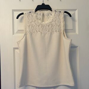 New York & Company Cream Lace Yoke Sleeveless Camisole